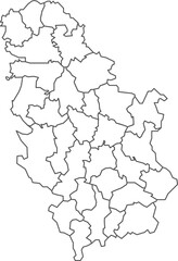 Map of Serbia with detailed country map, line map.