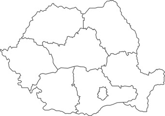 Map of Romania with detailed country map, line map.
