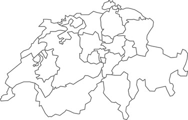 Map of Switzerland with detailed country map, line map.