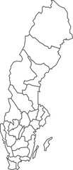 Map of Sweden with detailed country map, line map.
