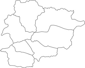 Map of Andorra with detailed country map, line map.