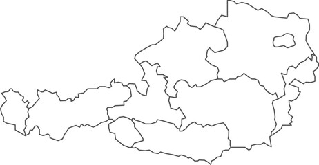 Map of Austria with detailed country map, line map.