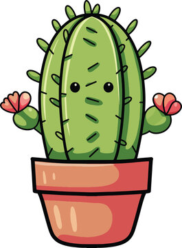 Cute cactus in cartoon style vector