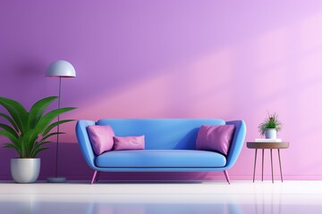 Fototapeta na wymiar 3D illustration of colorful sofa in living room interior