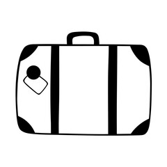 Travel suitcase. Retro suitcase. Baggage. Hand drawn vector illustration.