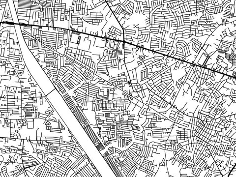 Vector road map of the city of  Cainta in the Philippines with black roads on a white background.