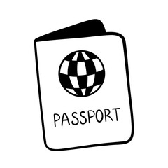Passport. Document for travel to another country. Hand drawn vector illustration.