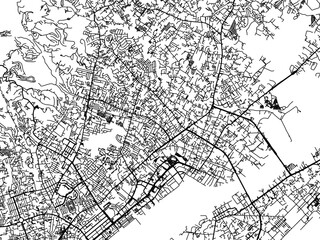 Vector road map of the city of  Mandaue City in the Philippines with black roads on a white background.