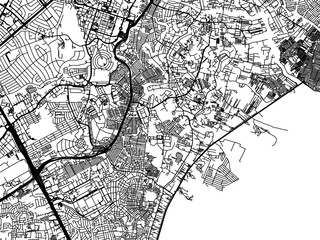 Obraz premium Vector road map of the city of Taguig in the Philippines with black roads on a white background.