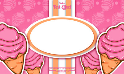 seamless cute pink ice cream hand drawn pattern background