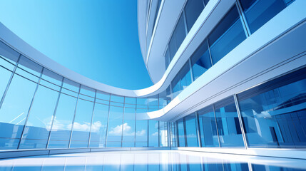 Render of futuristic architecture design detail with blue sky in background - obrazy, fototapety, plakaty