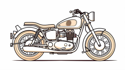 motocicleta Desenho de uma linha isolado em fundo branco - obrazy, fototapety, plakaty