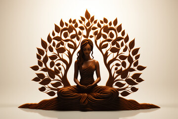 Creative illustration generative ai picture zen lotus flower on water meditation harmony...
