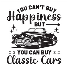 Vintage Car T-Shirt Design, Classic Car, Vector Graphic