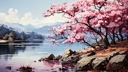 Serene Watercolor Nature: Vibrant & Dreamy