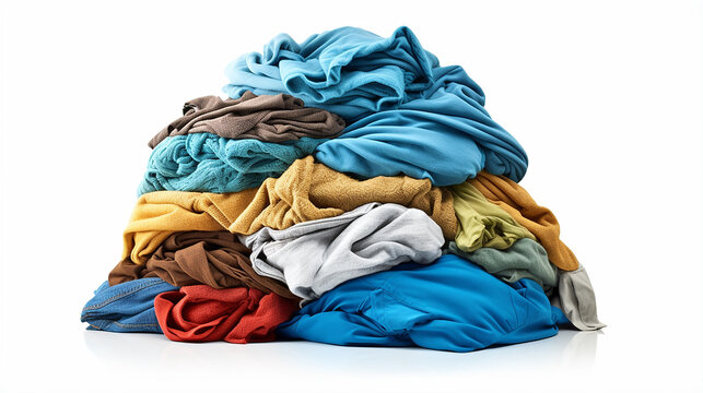 pilha de roupa suja isolada num fundo branco