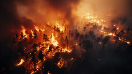 Fototapeta na wymiar Climate Crisis: Devastating Forest Fire. Generative AI