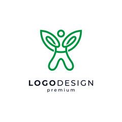 people and leaves for environment, nature and education logo design
