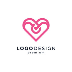 pink love with line art style for social, jewellery or social logo design
