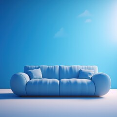 Luxurious futuristic sofa against sky and sea scenes