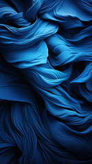 Abstract Art of Deep Blue Silky Fabric Textile Transparent Wavy Background