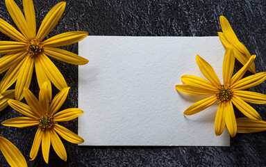 A gift card with yellow flowers for Mother's Day. Space for text.