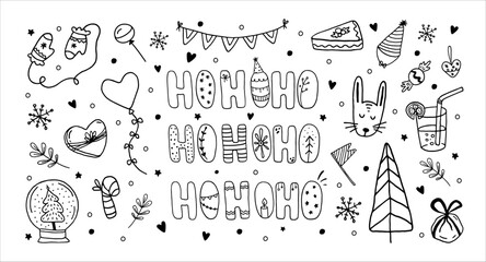 Hand-drawn vector holiday doodle illustration set. Isolated on white background, perfect for prints, posters, festive stationery, and holiday design. High-quality illustrations