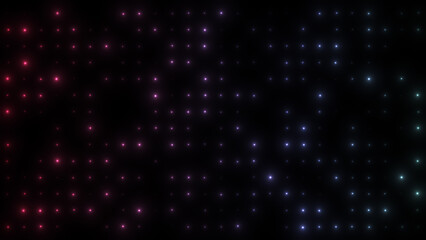 Colorful particles abstract background. Beautiful futuristic glittering in space on black background.