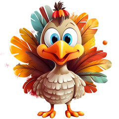 Big smile Color Thanksgiving Cartoon Turkey Bird Autumn illustration