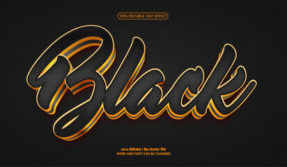 Black golden 3d fully editable premium vector text effect