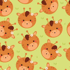 seamless pattern cartoon giraffe. cute animal wallpaper illustration for gift wrap paper