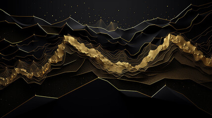 abstrato montanha  dourado isolado, fundo preto, luxo e riqueza 