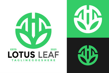 Fototapeta premium Letter H Green Lotus Leaf Logo design vector symbol icon illustration
