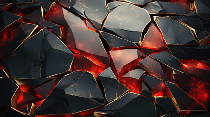 Digital Art of Deep Red Shattered Glass Pattern Background