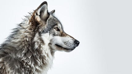 lobo de perfil em fundo branco com espaço para texto 
