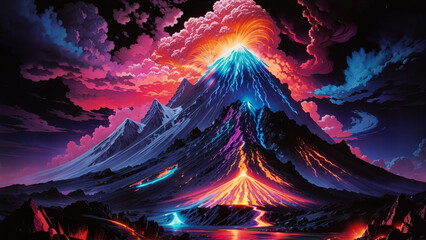 Burning volcano in the sky Wallpaper 8K