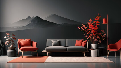 Modern living room with sofa Wallpaper 8K