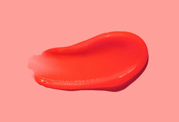Lipstick red liquid texture, lip gloss or tint background swatch sample