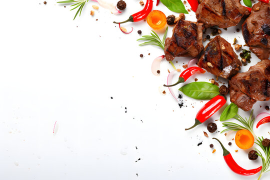 Hintergrund mit Fleisch am Rand