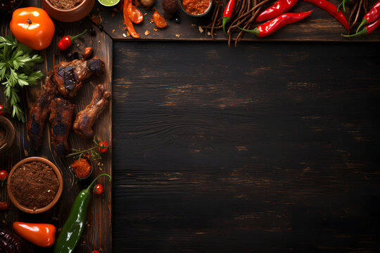 Hintergrund mit Fleisch am Rand