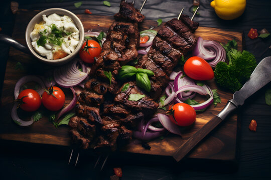 Hintergrund mit Fleisch am Rand