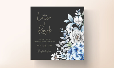 elegant wedding invitation card with beautiful floral wreath
