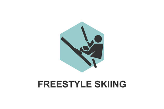 Freestyle skiing vector line icon. acrobatics, practice Freestyle skiing. extreme sports pictogram illustration.