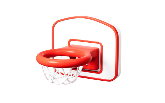Cartoon basketball hoop in the white background, 3d rendering.