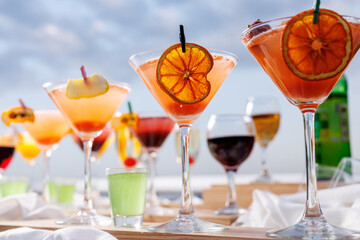 Cocktails in a martini glass.