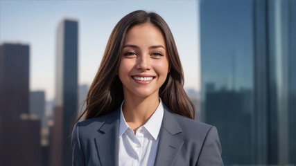 Fototapeta premium Businesswoman Smiling Happily