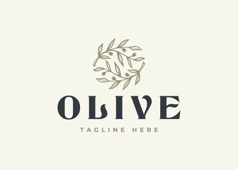 olive branch logo vector illustration - obrazy, fototapety, plakaty