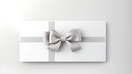 Silver Gift Bow And Ribbon Isolated With Clipping Path with copy space ai generative