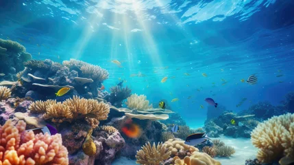 Poster Underwater world. Coral reef and fishes in Red sea at Egypt © Oulailux