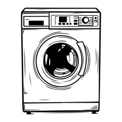 washing machine, hand draw sketch vector, washing machine doodle icon
